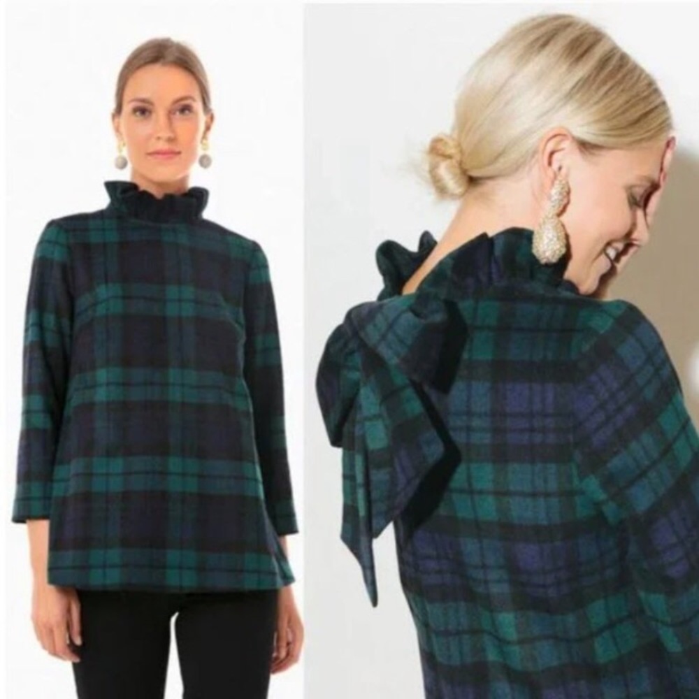 EUC Tuckernuck Blackwatch Plaid Faye Blouse, size S